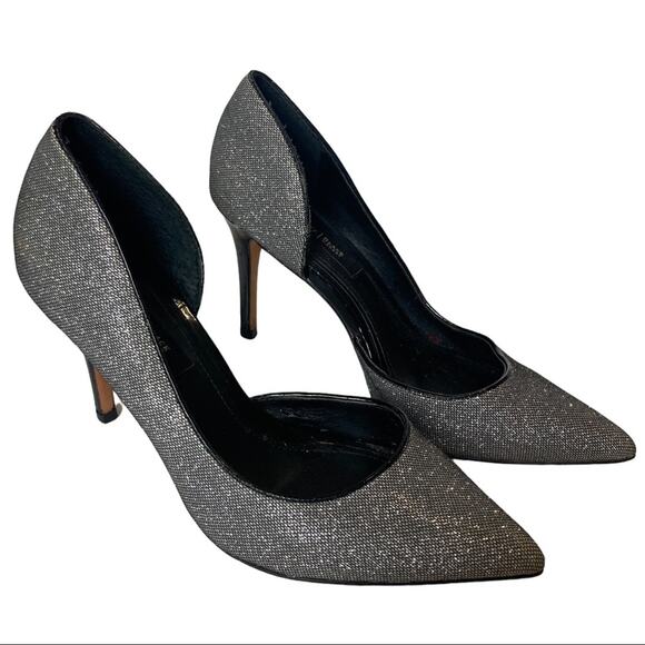 WHBM Ella Pumps size US 7 D'Orsay Glitter Embossed Leather - Picture 1 of 7